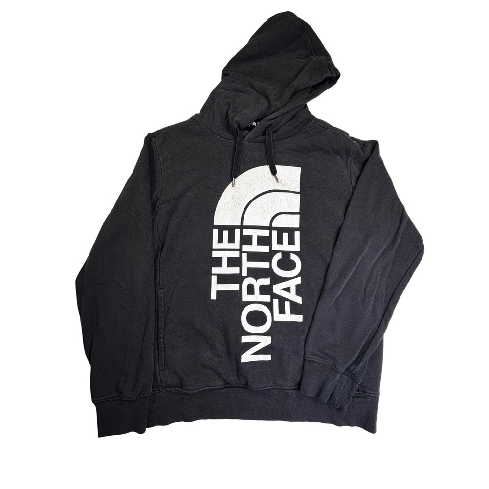 The North Face Mens Black Vertical Big Logo Pullover Hoodie Sweatshirt Medium